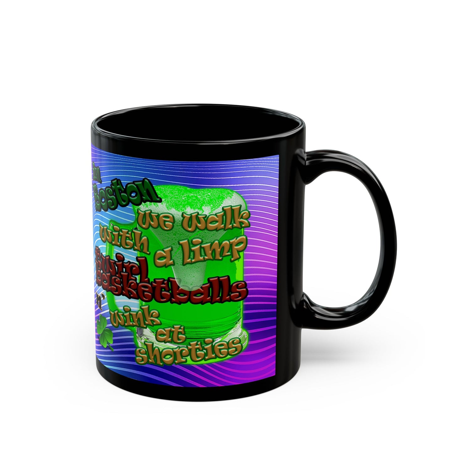 celtics logo - Black Mug (purple wave)