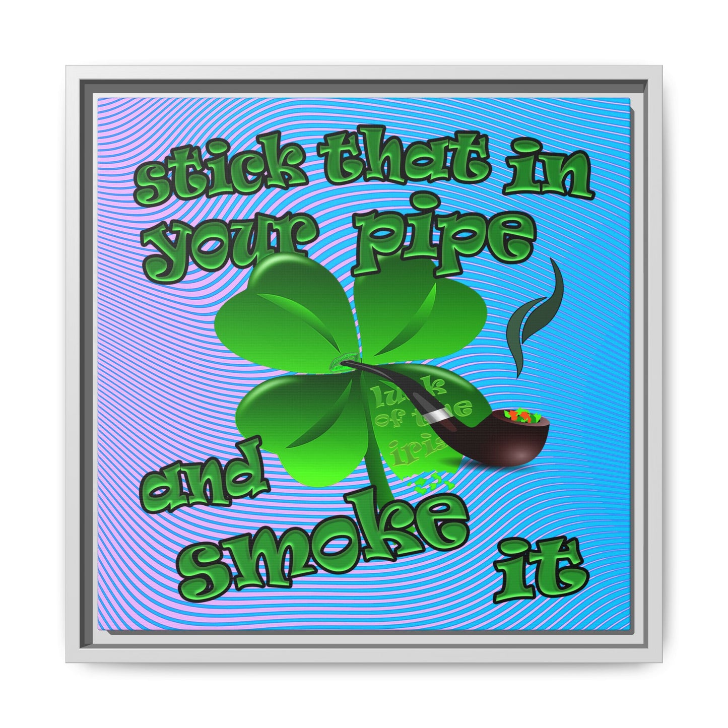 stick that in your pipe and smoke it - framed canvas art (light blue-purple wave)
