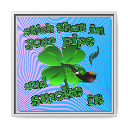 stick that in your pipe and smoke it - framed canvas art (light blue-purple wave)