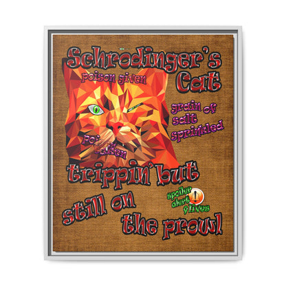 schrodinger's cat - framed canvas art (brown papyrus)