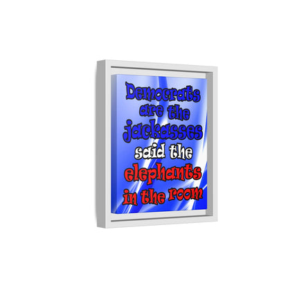 donkeys and elephants - framed canvas art (blue-white wave)