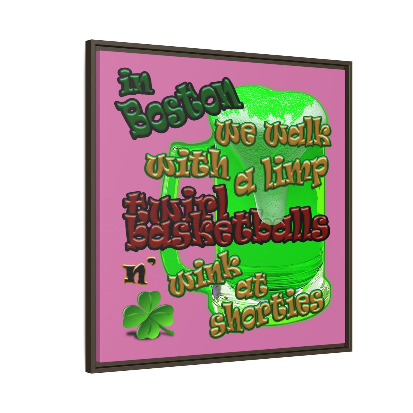 celtics logo - framed canvas art (light pink)