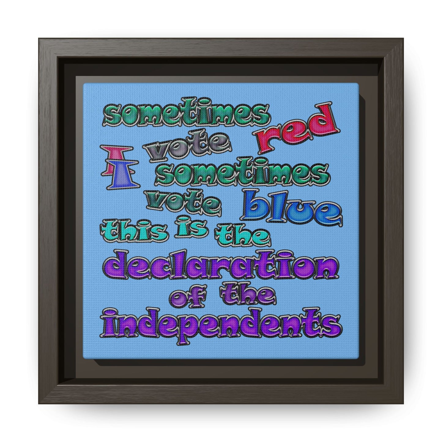 declaration of the independents - framed canvas art (light blue)