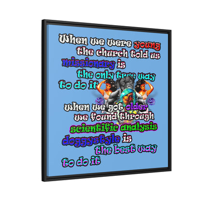 doggystyle - framed canvas art (light blue)