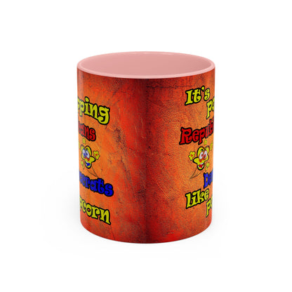 popping like popcorn - Accent Mug (burnt orange)