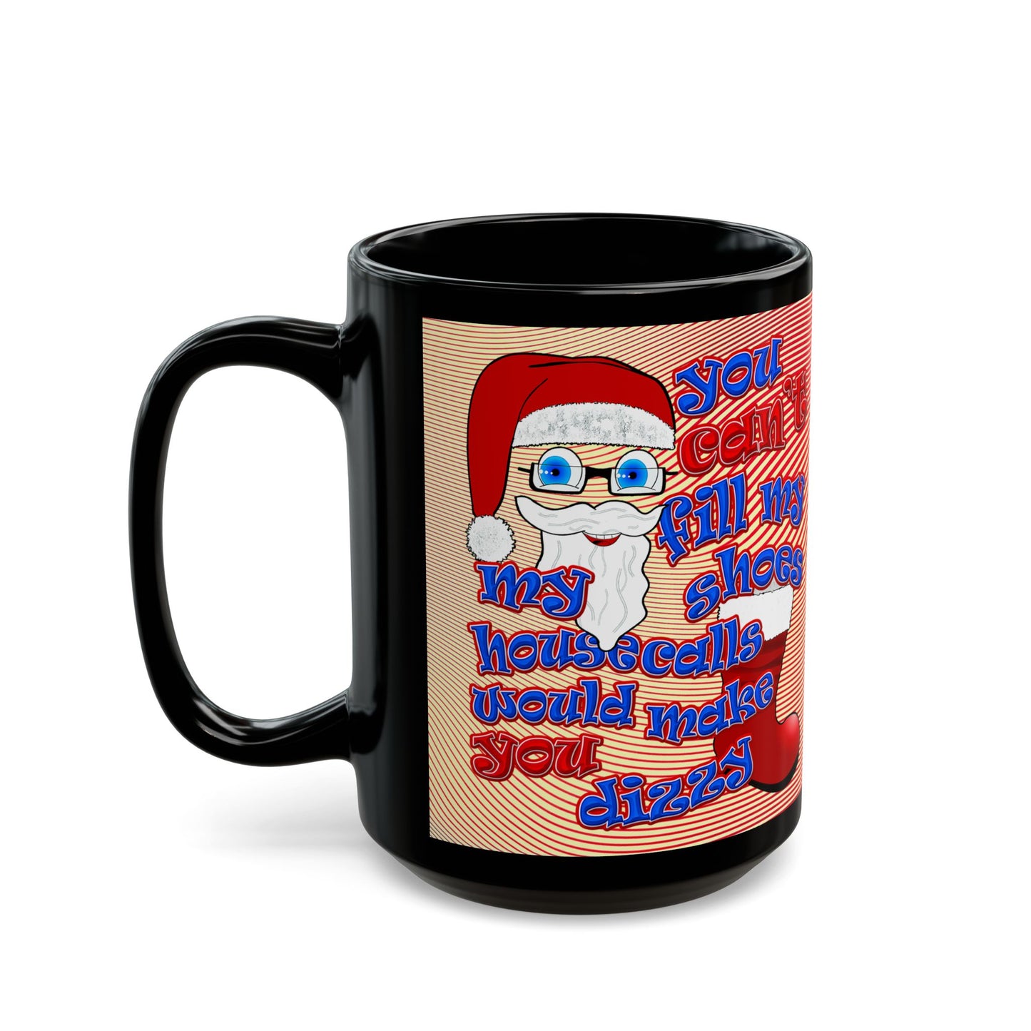 santa's shoes - Black Mug (yellow-orange wave)