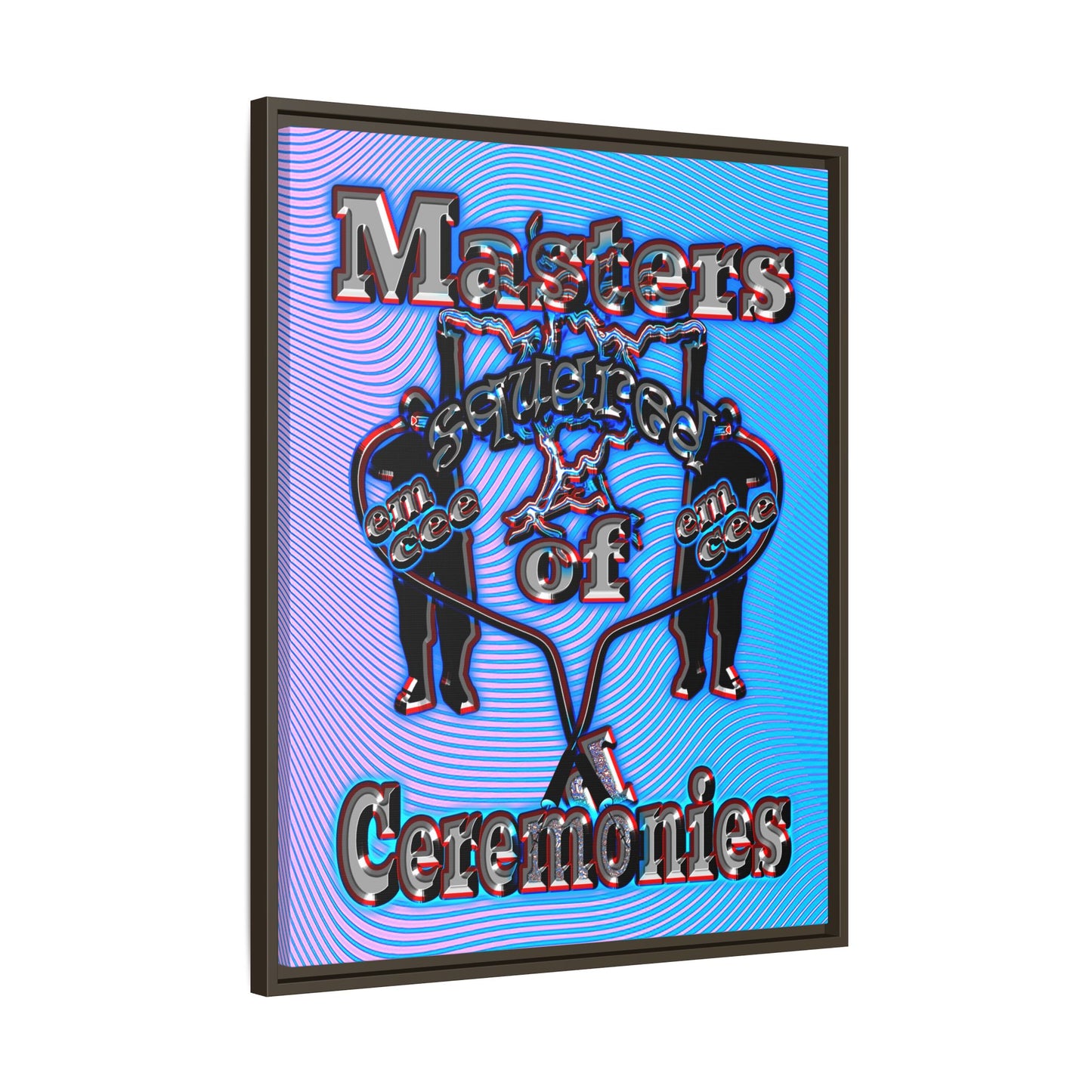 em cee squared - framed canvas art (light blue-purple wave)
