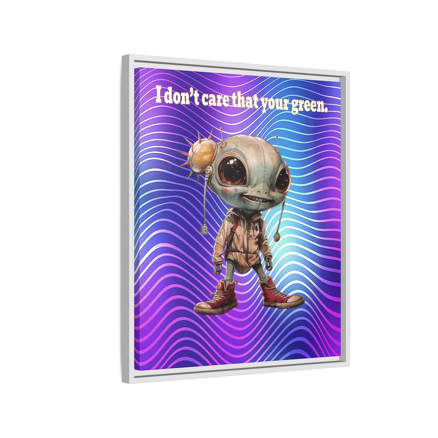 I don't care that your green - framed canvas art (purple wave)