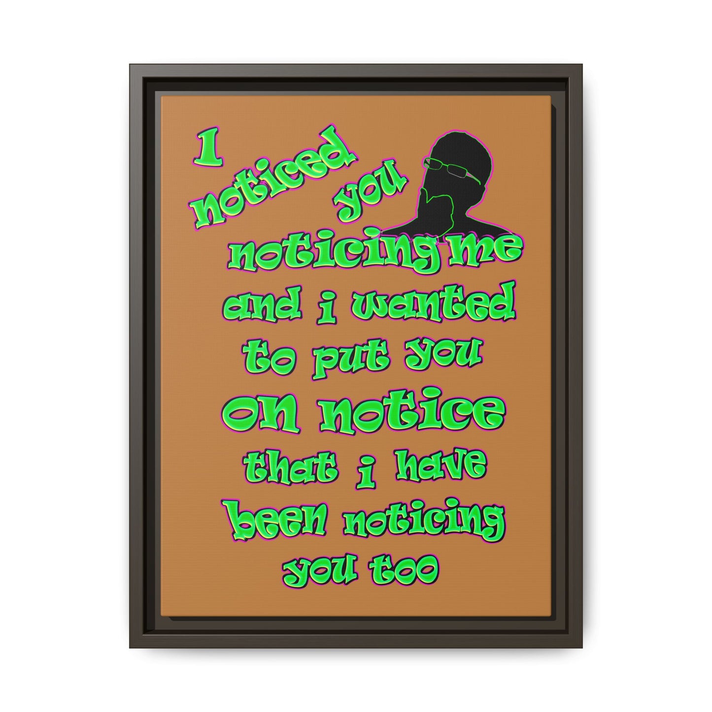 noticed you noticing - framed canvas art (light brown)