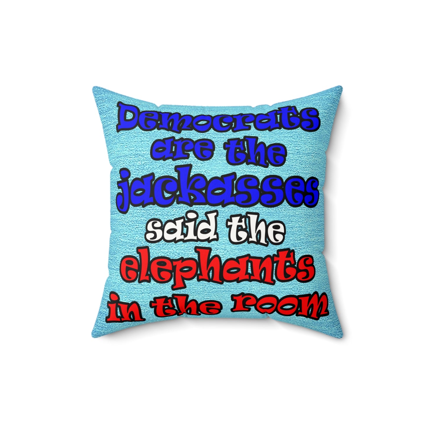 donkeys and elephants - Faux Suede Square Pillow - (faded blue)