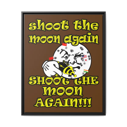shoot the moon again - framed canvas art (brown)