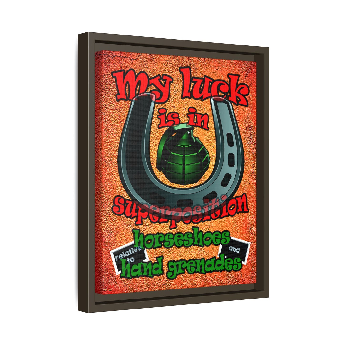 my luck - framed canvas art (burnt orange)