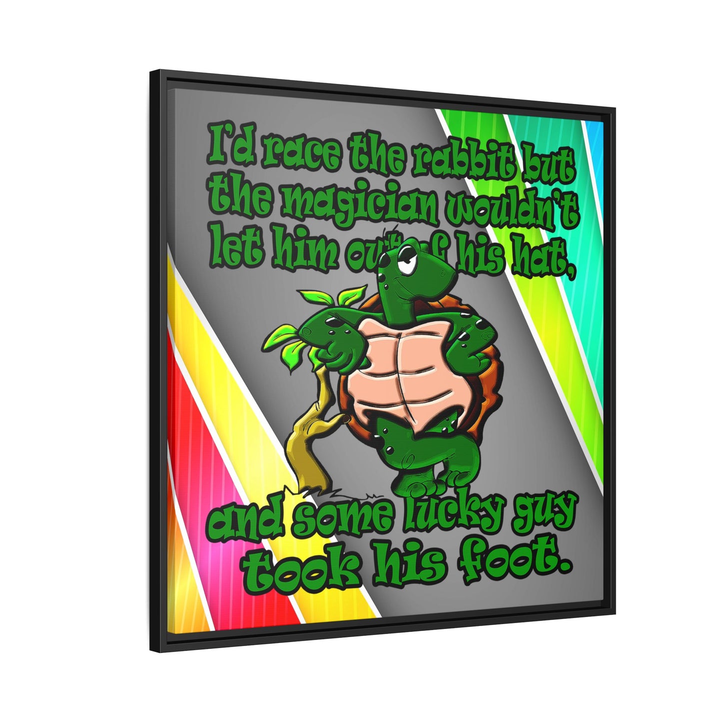 turtle race - framed canvas art (rainbow split)