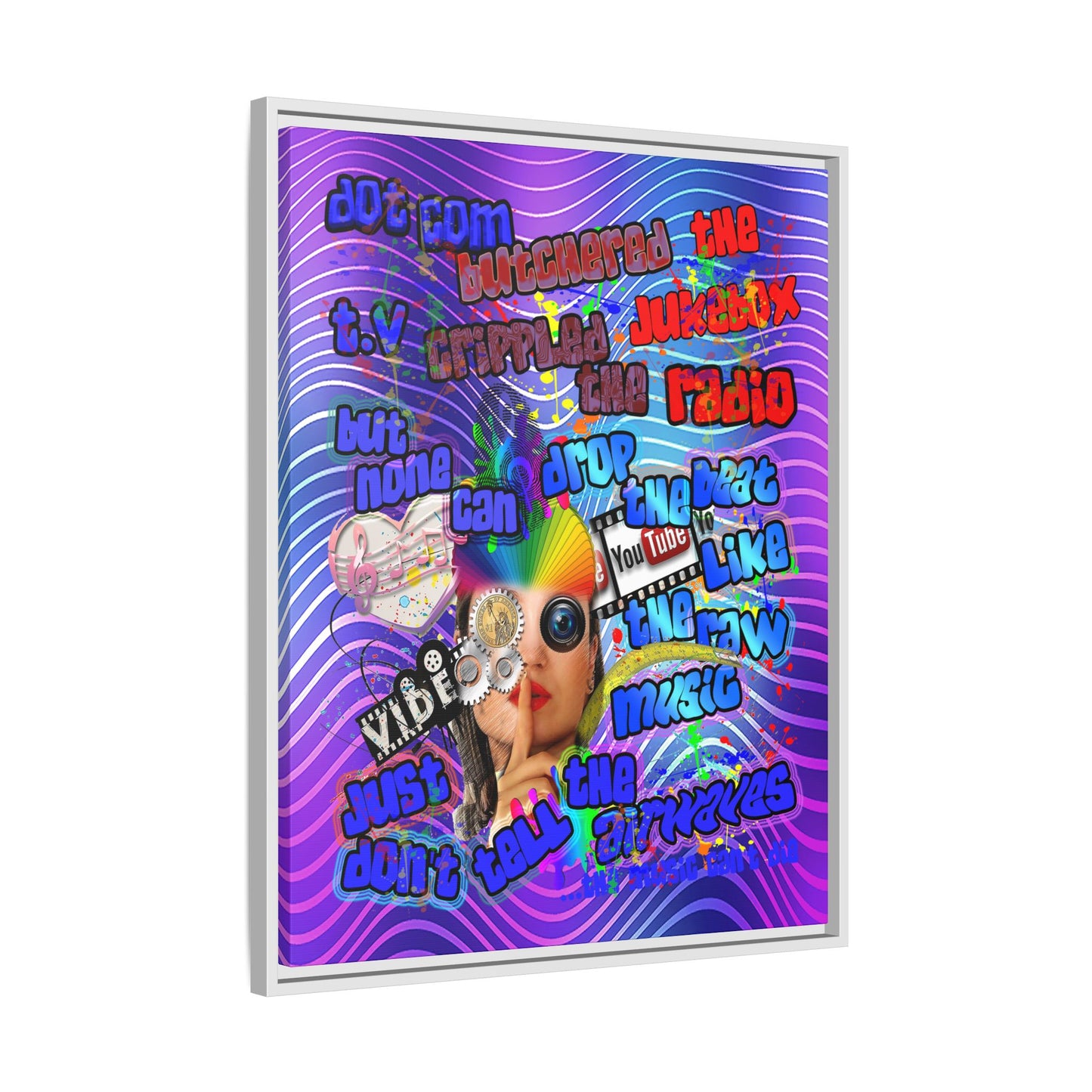 drop the beat - framed canvas art (purple wave)