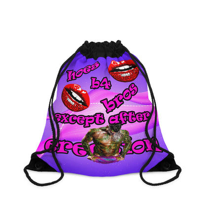 hoes b4 bros - Drawstring Bag (purple-pink wave)
