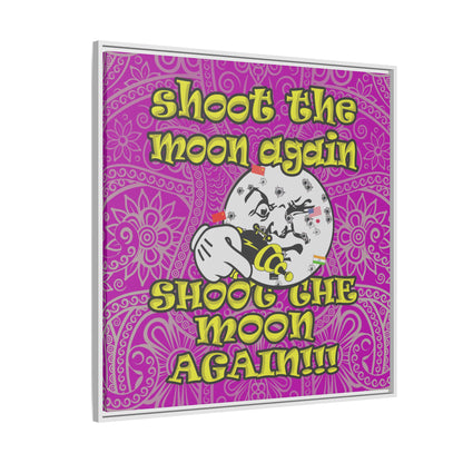 shoot the moon again - framed canvas art (pink swirl)