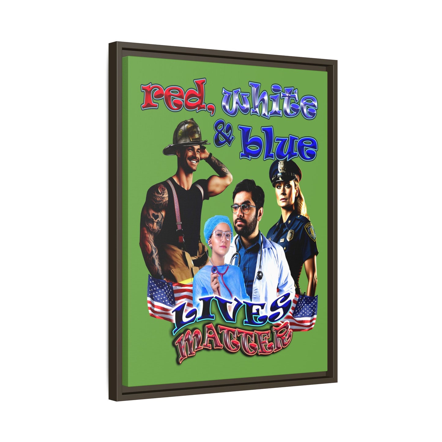 rw&b lives matter - framed canvas art (green)