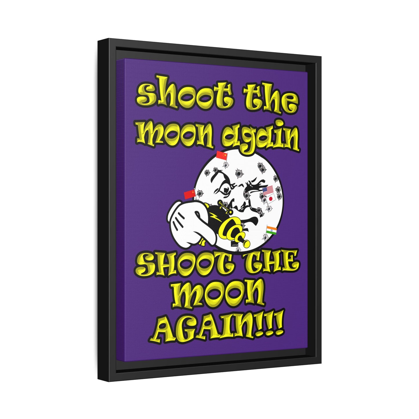 shoot the moon again - framed canvas art (purple)