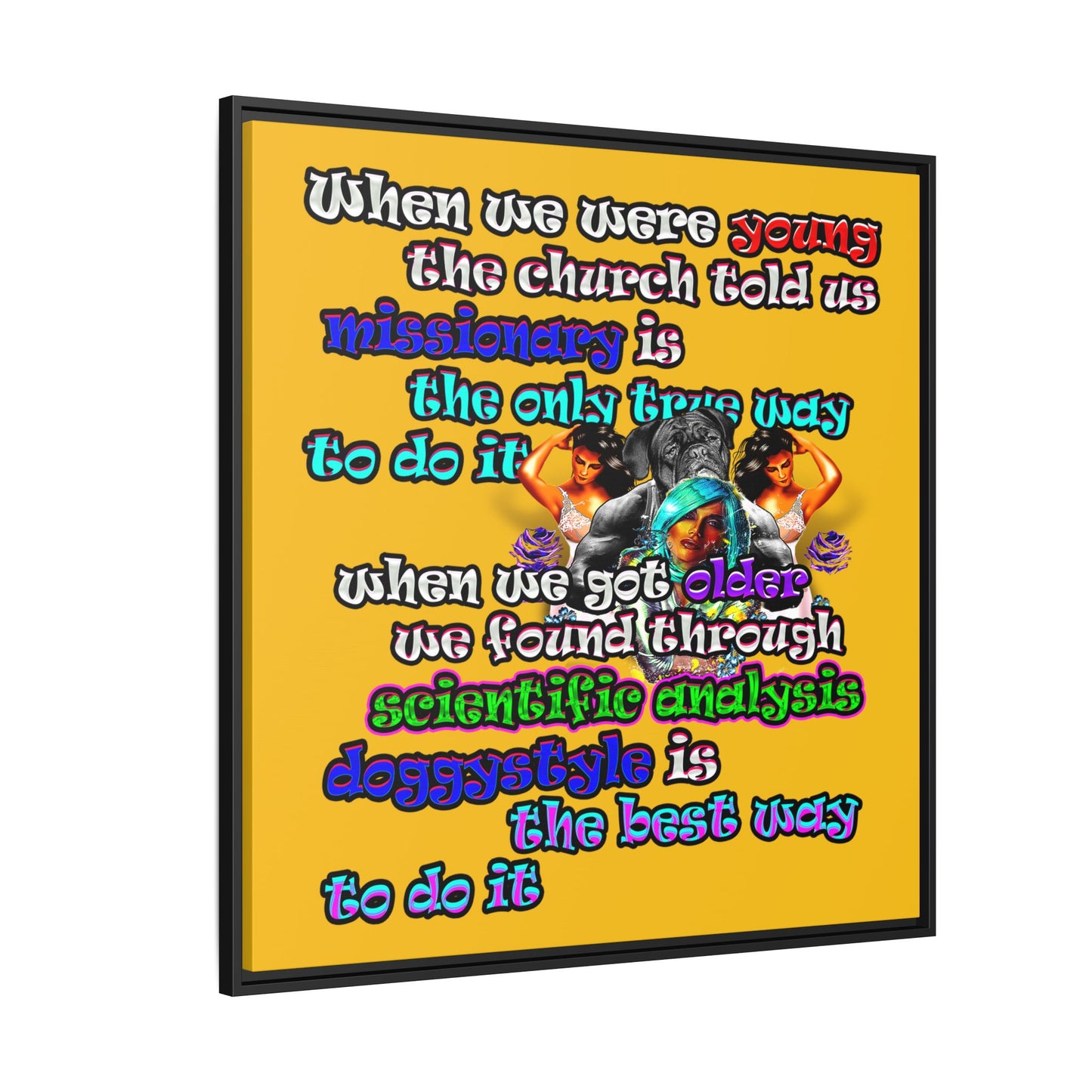 doggystyle - framed canvas art (yellow)