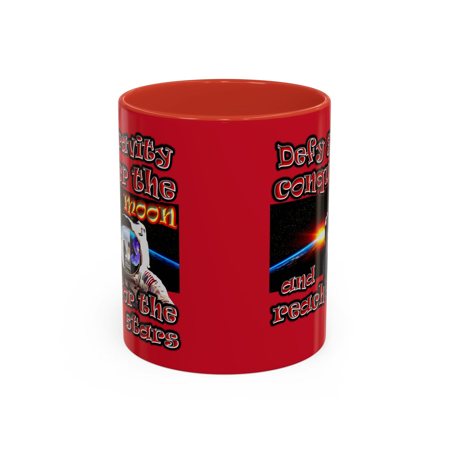defy conquer reach - Accent Mug (dark red)