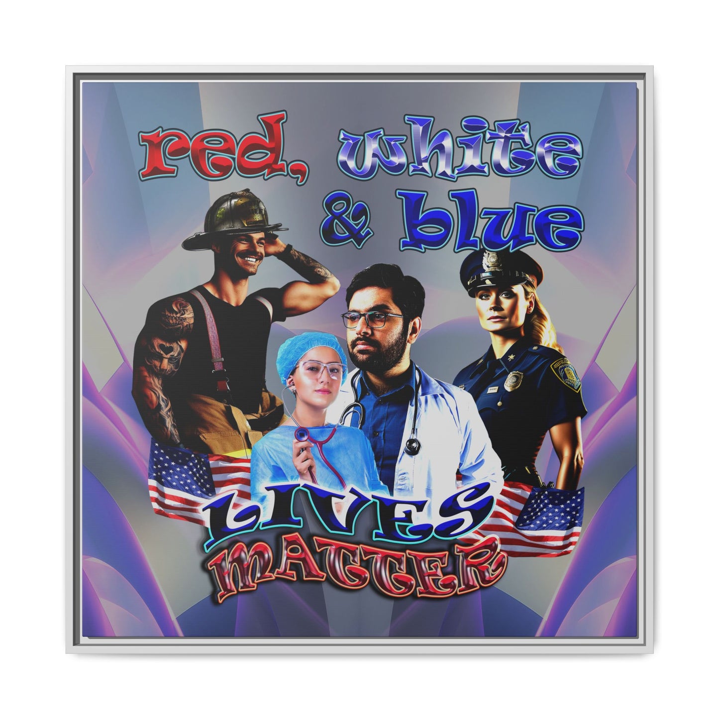 rw&b lives matter - framed canvas art (grey-pink wave)
