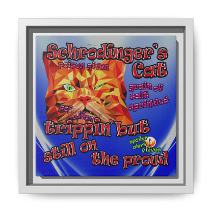 schrodinger's cat - framed canvas art (blue-white wave)