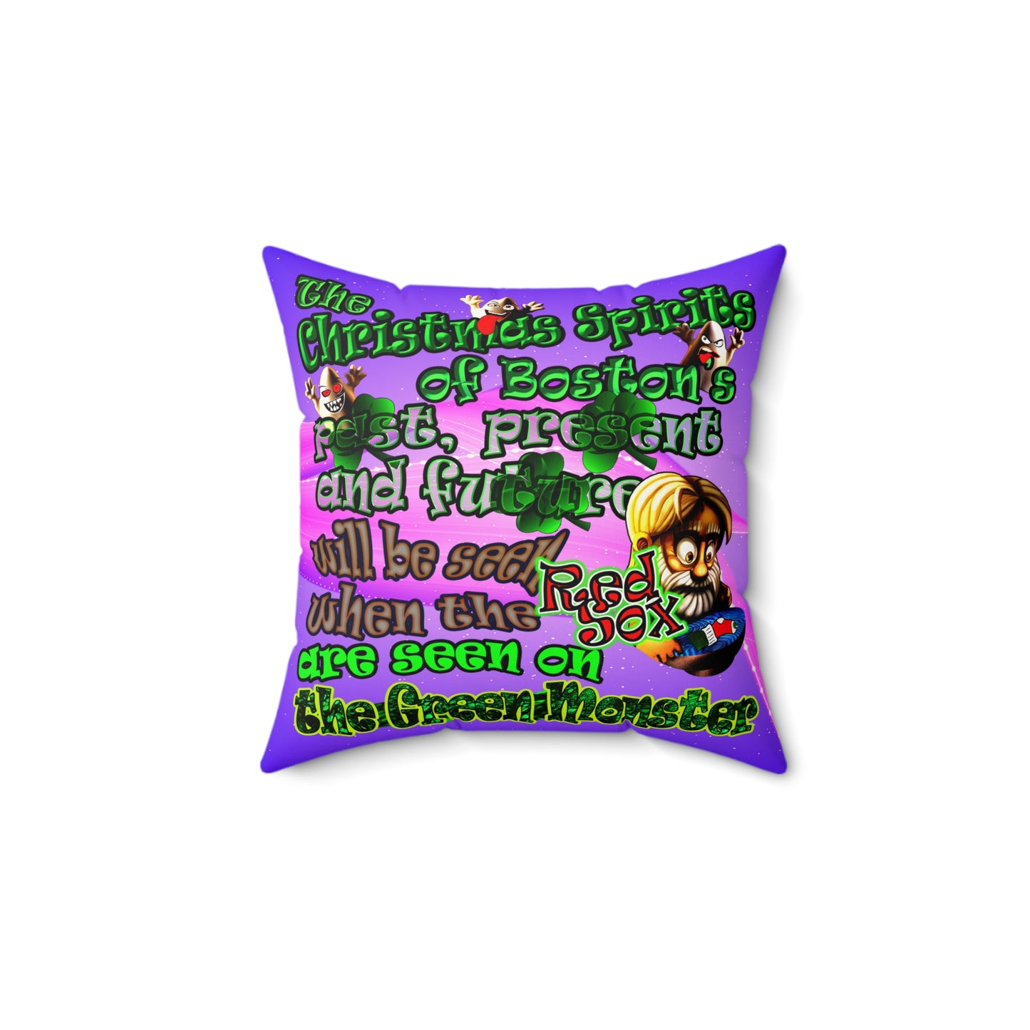 christmas spirits of boston - Faux Suede Square Pillow - (purple-pink wave)