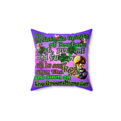 christmas spirits of boston - Faux Suede Square Pillow - (purple-pink wave)