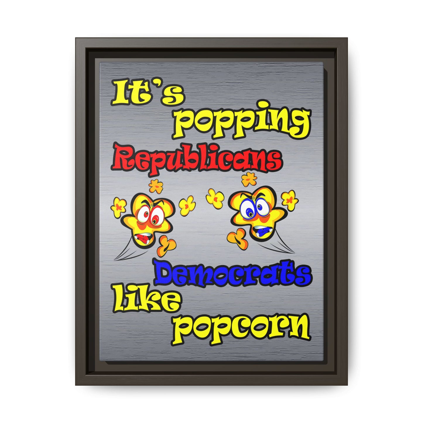popping like popcorn - framed canvas art (brushed nickel)