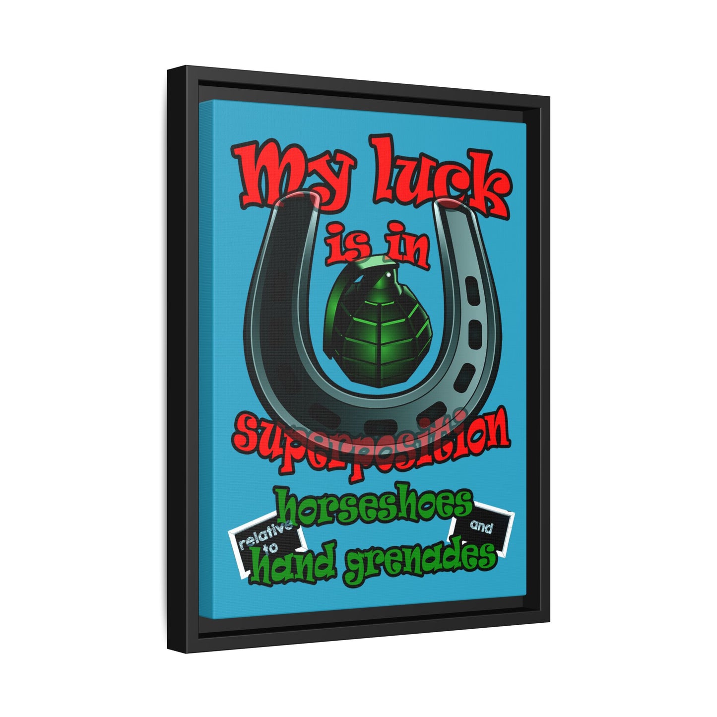 my luck - framed canvas art (turquoise)