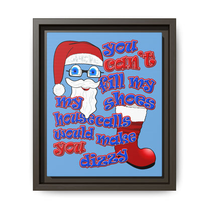 santa's shoes - framed canvas art (light blue)