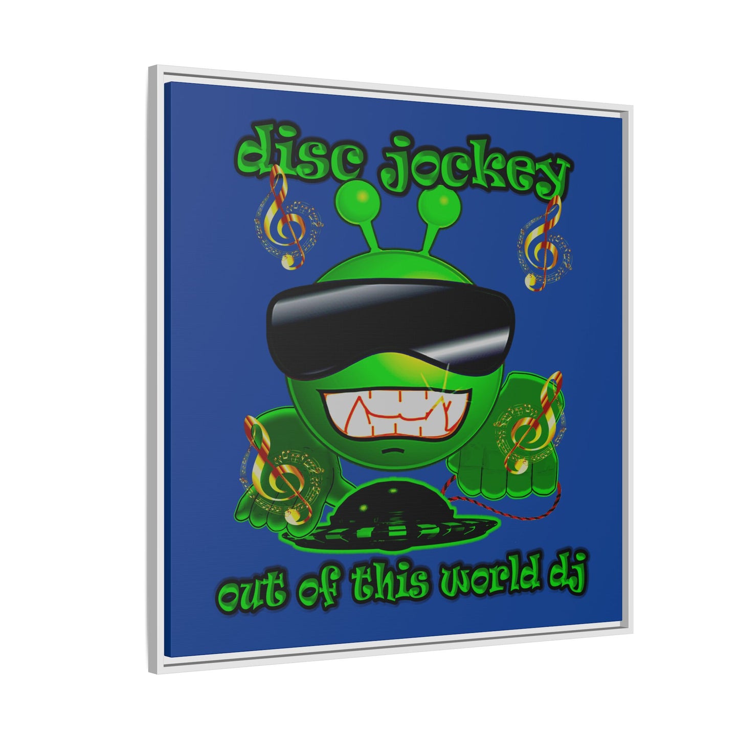 disc jockey - framed canvas art (dark blue)