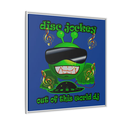 disc jockey - framed canvas art (dark blue)