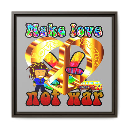 love peace - framed canvas art (light grey)