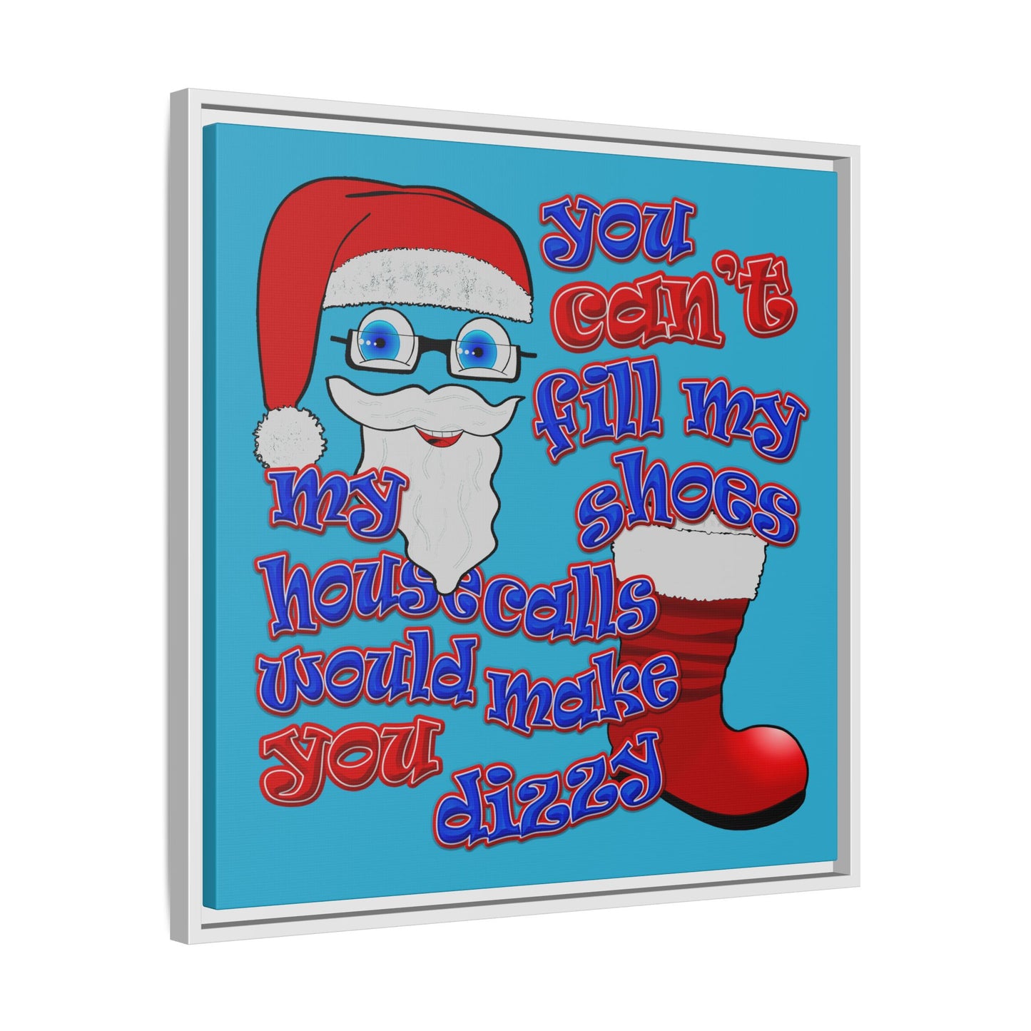 santa's shoes - framed canvas art (turquoise)