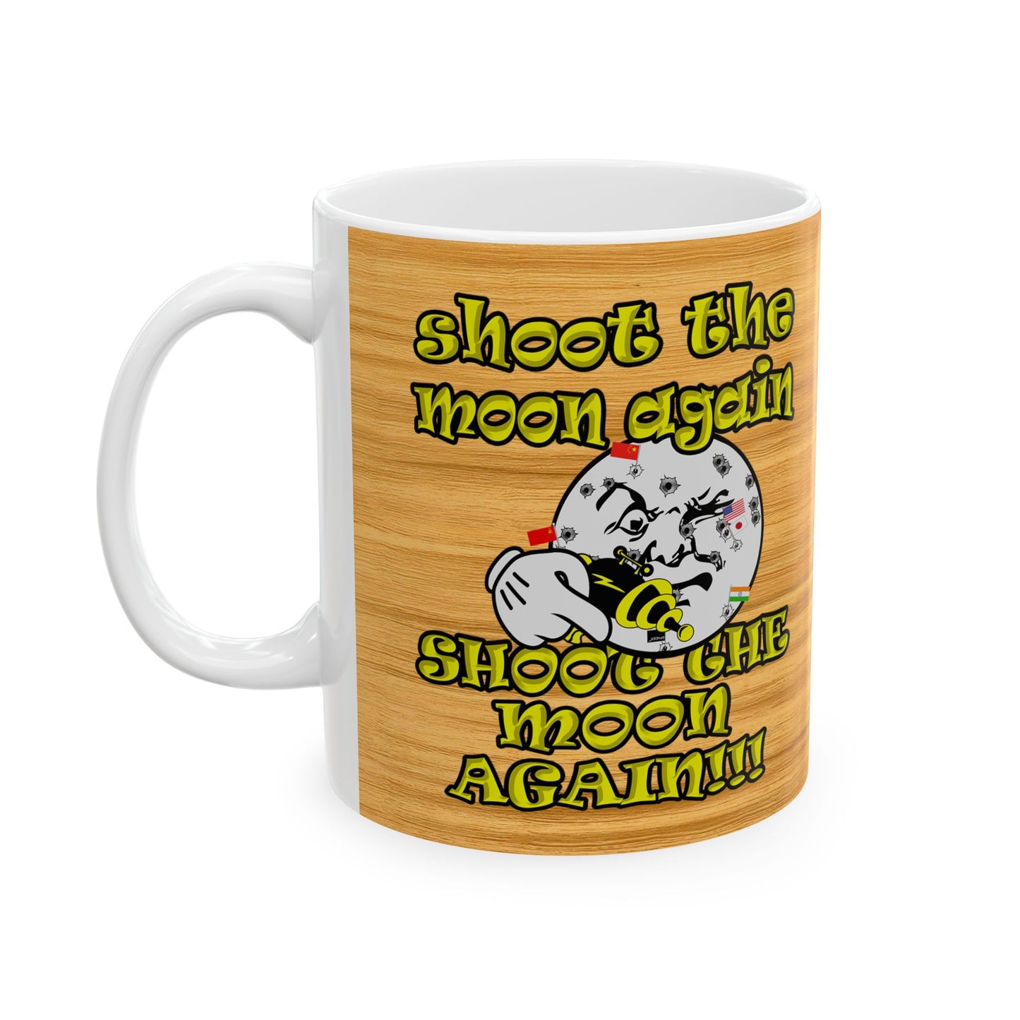 shoot the moon again - White Mug (butterscotch wood finish)