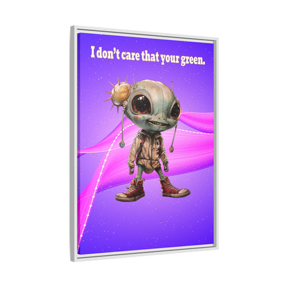 I don't care that your green - framed canvas art (purple-pink wave)