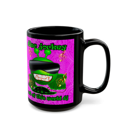 disc jockey - Black Mug (pink swirl)