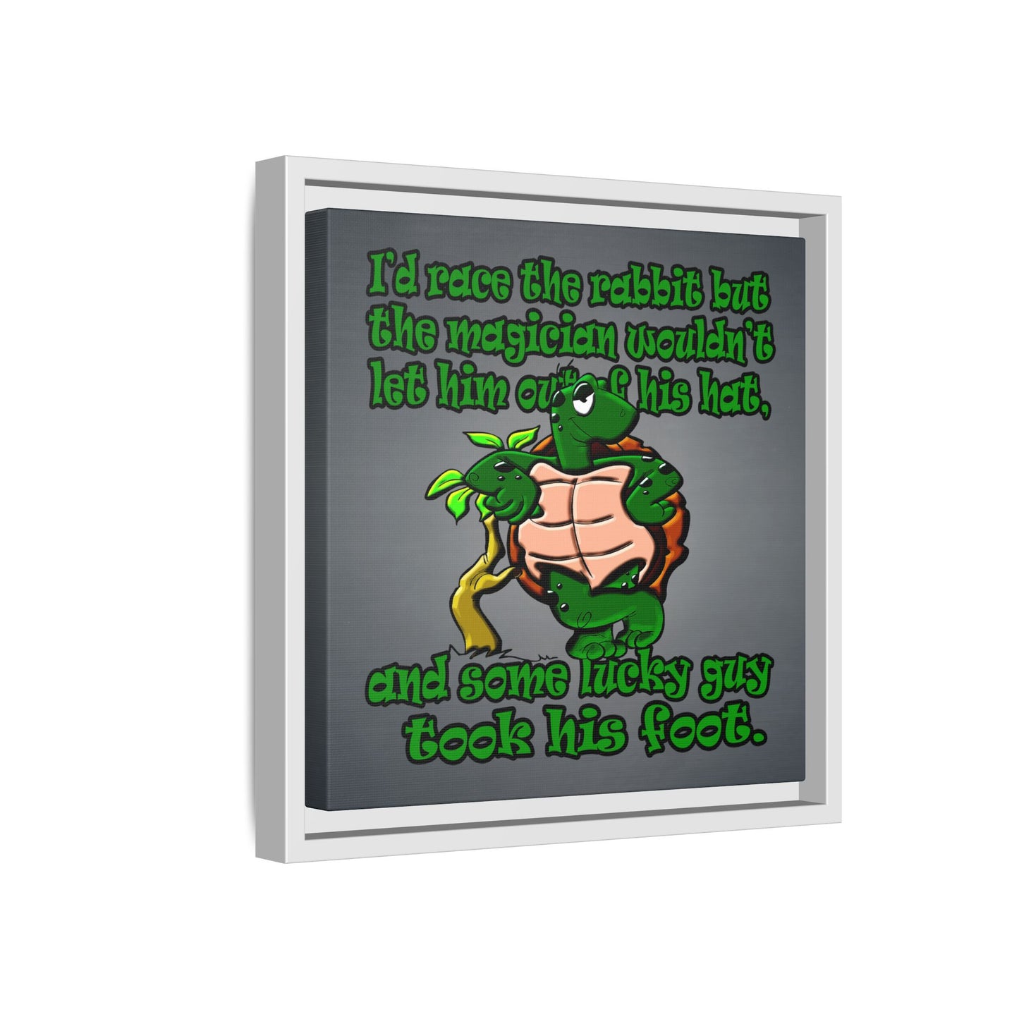 turtle race - framed canvas art (grey-light grey)