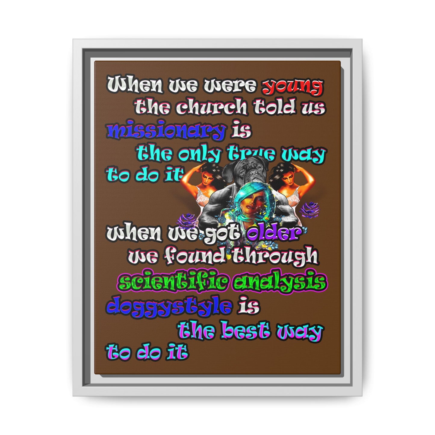 doggystyle - framed canvas art (brown)
