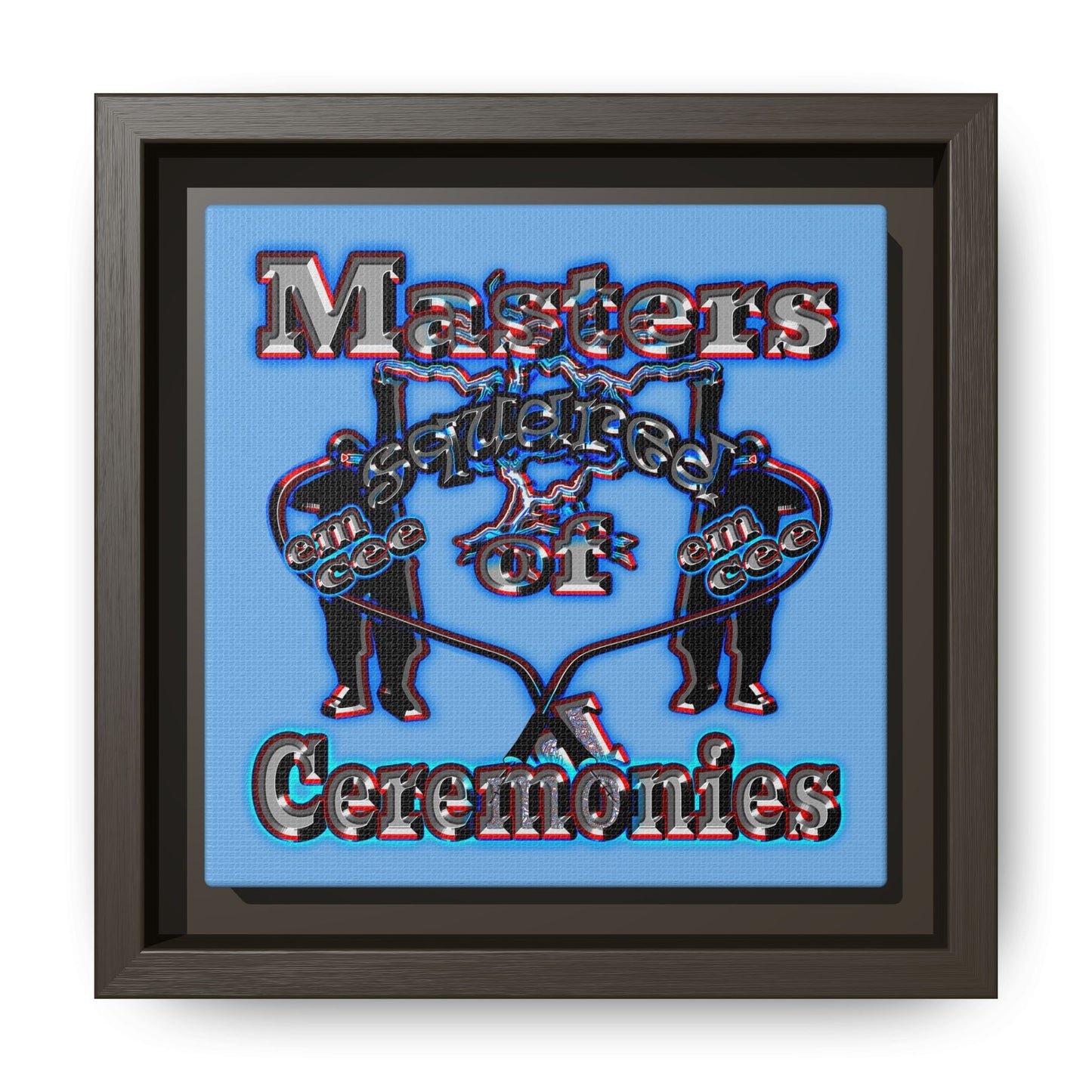 em cee squared - framed canvas art (light blue)