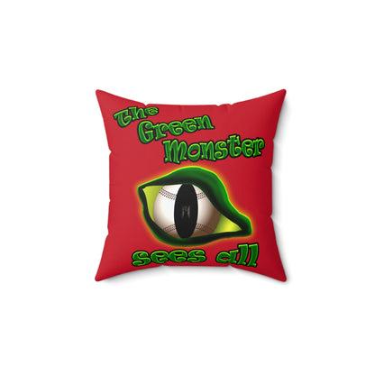 green monster - Spun Polyester Square Pillow - (dark red)