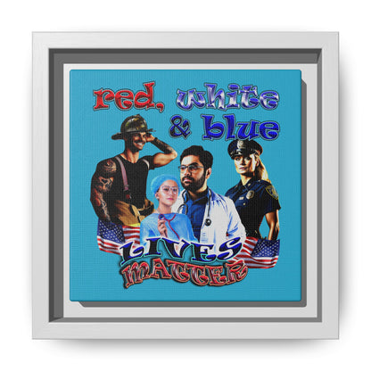 rw&b lives matter - framed canvas art (turquoise)