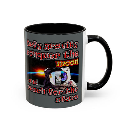 defy conquer reach - Accent Mug (dark grey)