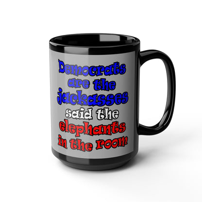donkeys and elephants - Black Mug (light grey)