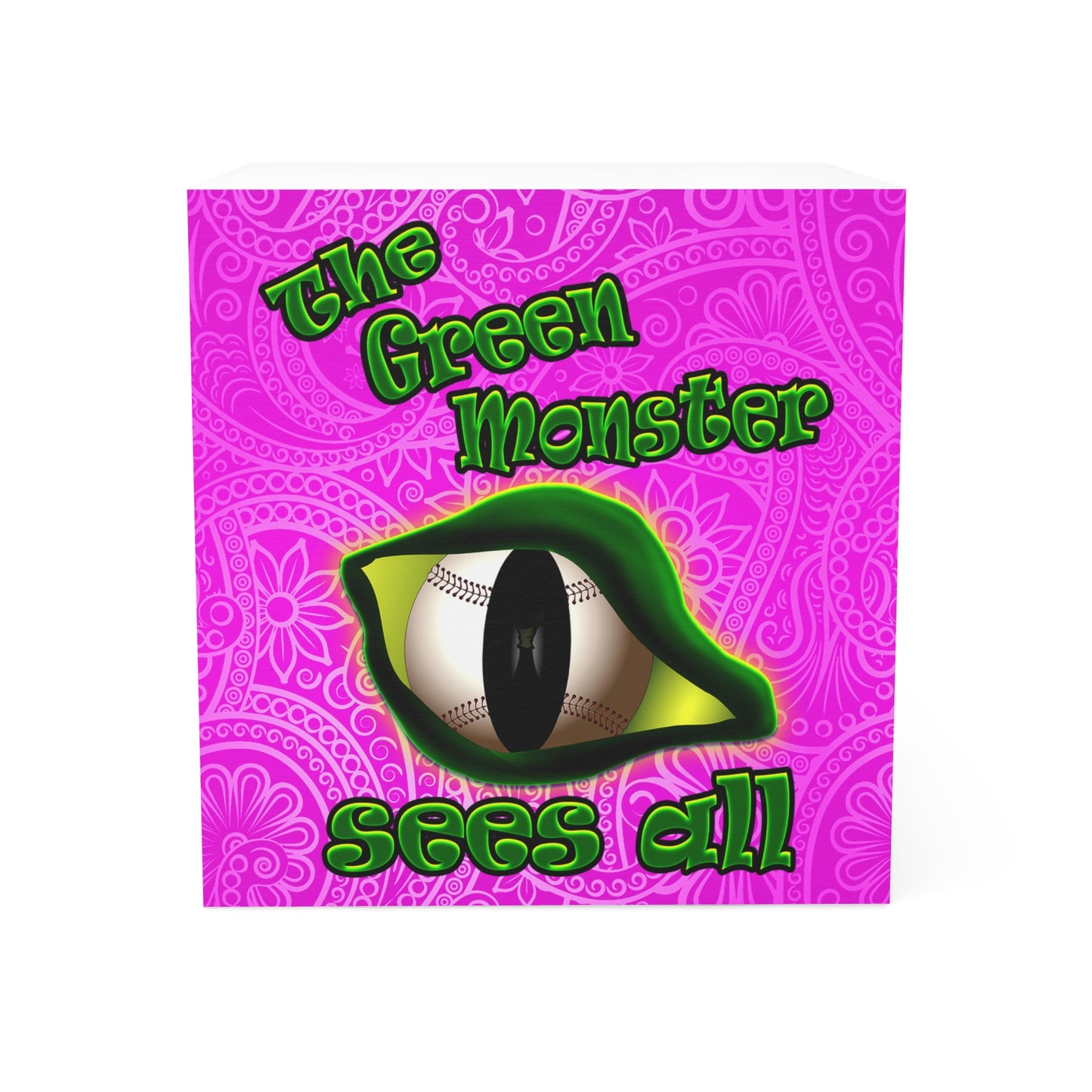 green monster - note cube (pink swirl)