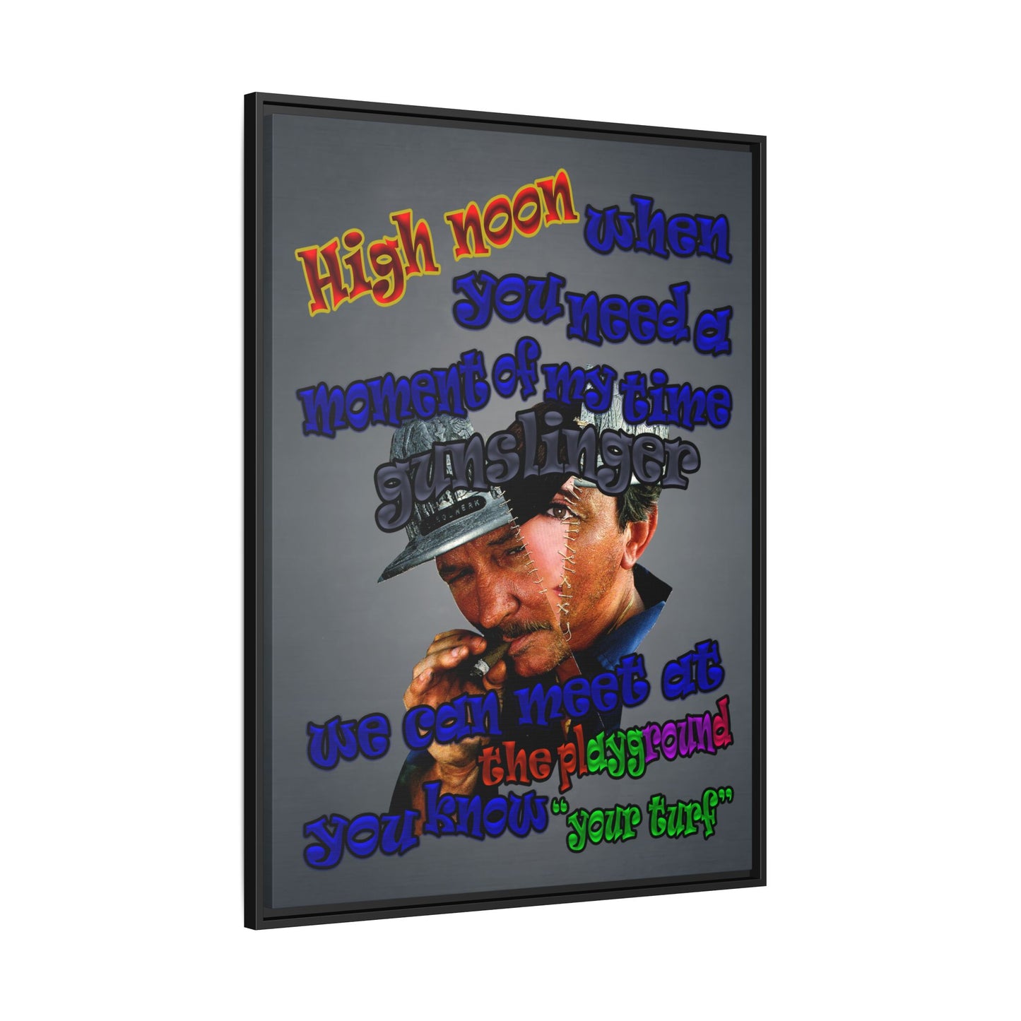 high noon - framed canvas art (grey-light grey)