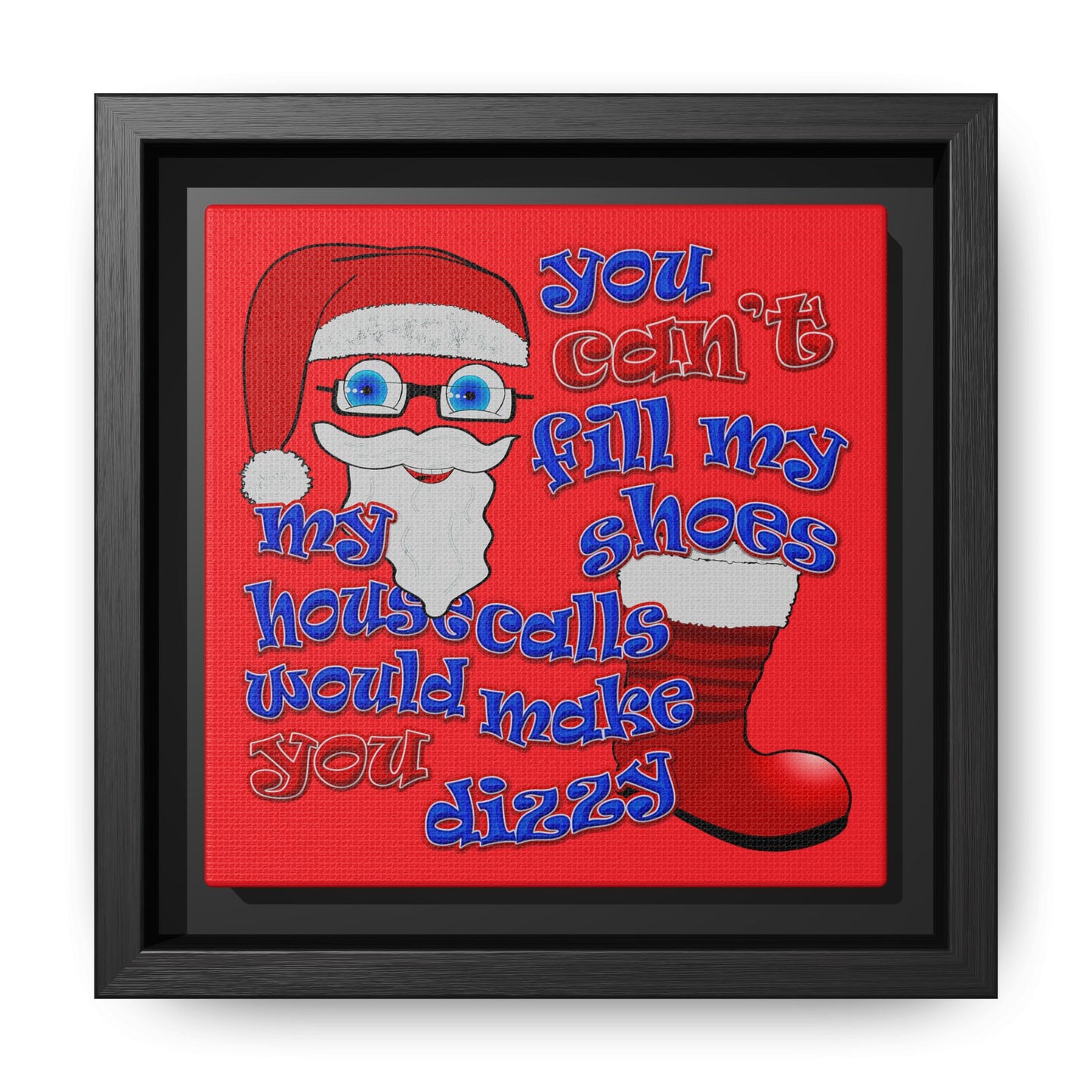 santa's shoes - framed canvas art (red)
