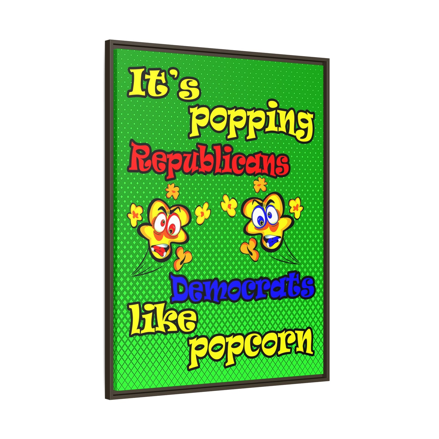 popping like popcorn - framed canvas art (logo green)