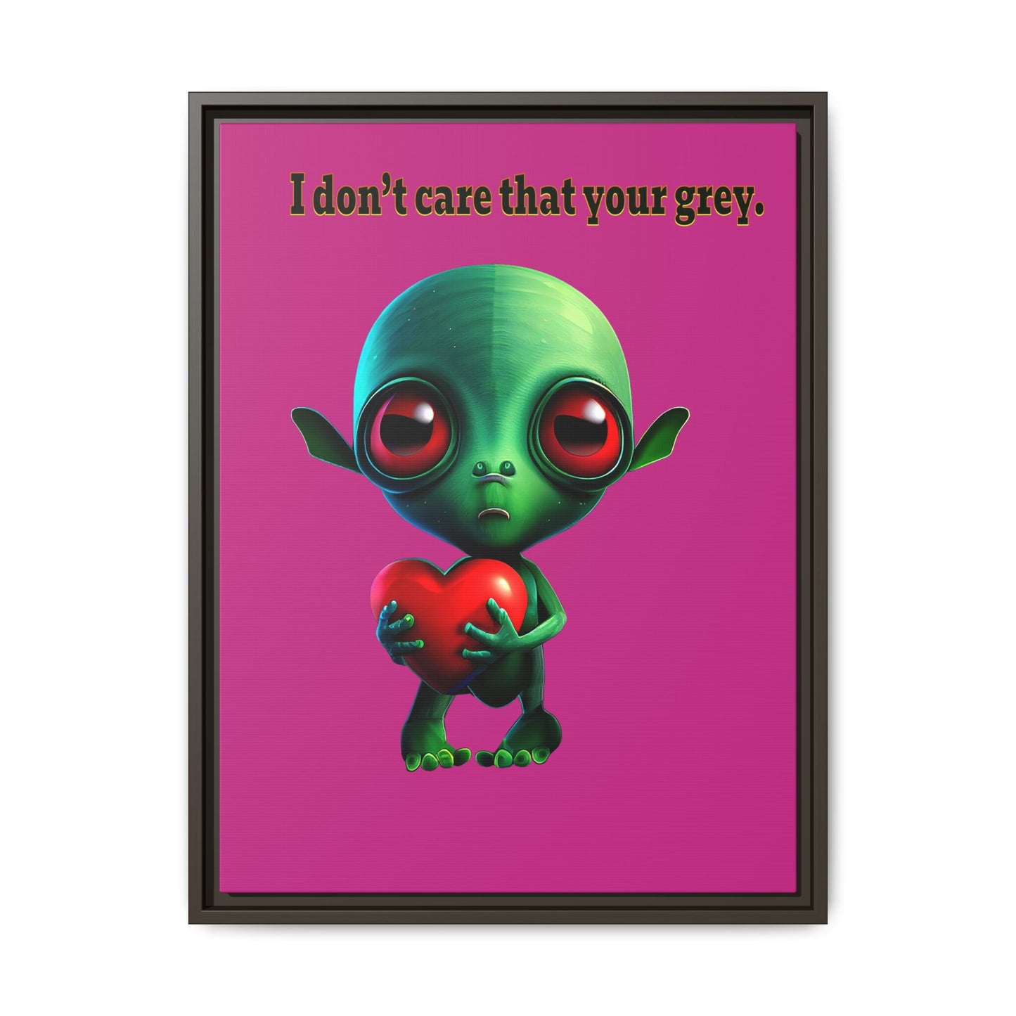 I don't care that your grey - framed canvas art (pink)